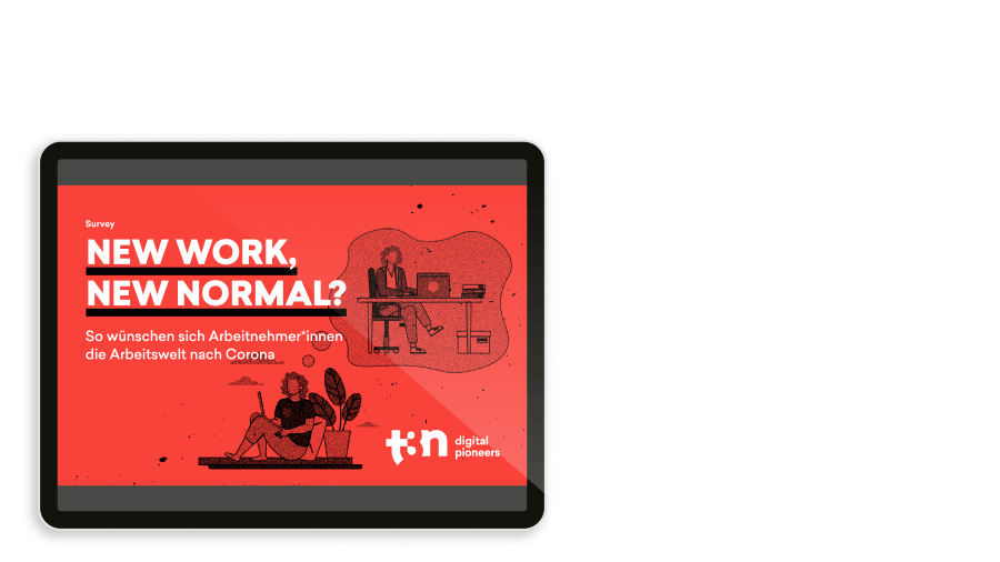 Das Cover der t3n Survey „New work, new normal?“, dargestellt im iPad
