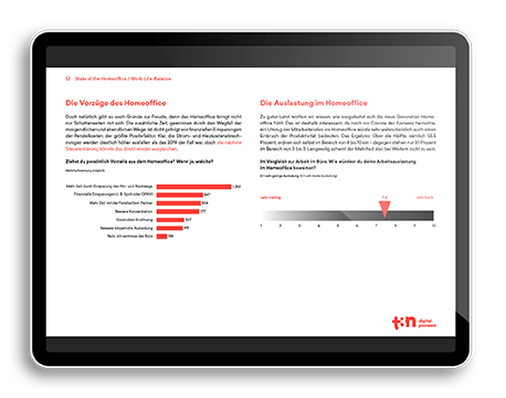 Eine Inhaltsseite der Survey „State of the Homeoffice“, dargestellt auf einem iPad